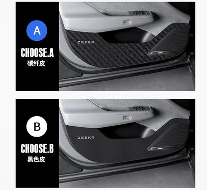For Zeekr 001 2024 2025，Leather Car Door Anti-kick Pad Front Rear Door Protective Pad Threshold Bar Car Modification Accessories