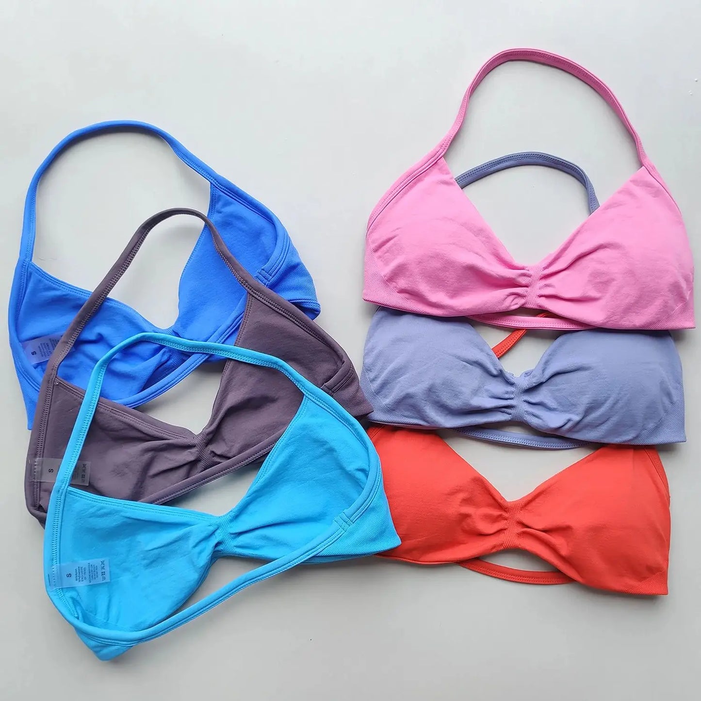 Impact Strappy Bra Gym Top Backless Yoga Bra Removable Cups Women Workout Clothing Seamless Bras Scrunch Workout Yoga Tank
