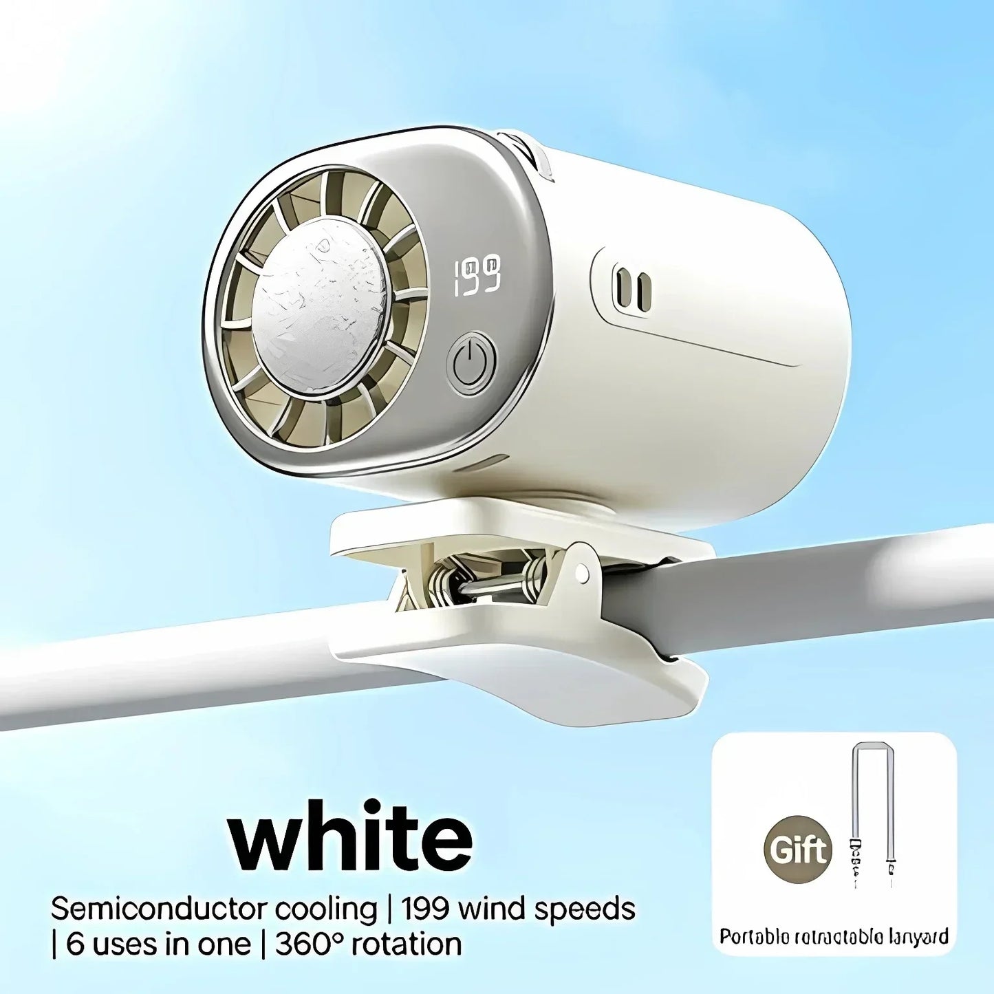 Car Clip On Fan Mini Portable Fan Outdoor Clip Umbrella Fan Waist Clip Electric Fan USB Rechargeable Desktop Cooling Fan Camping