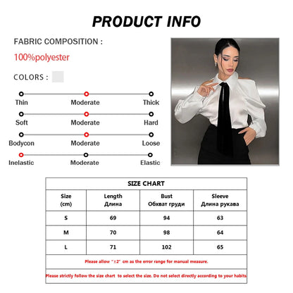 Oymimi Elegant White Patchwork Women's Shirt Fashion Lapel Long Sleeve Shirts Casual Necktie Off The Shoulder Button Blouses