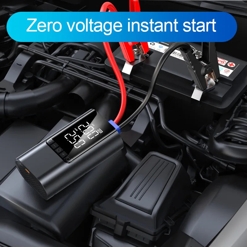 10000 mAh Car Jump Starter&Air Compressor 12V Car Booster Battery Starter Power Bank Warning Light Tire Inflator Car Accessory