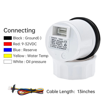 3 In 1 Digital 52mm Gauge with Alarm 0~120℃ Water Temperature Gauge+Oil Pressure+Voltage with Oil Press/Water Temp Sensor Custom