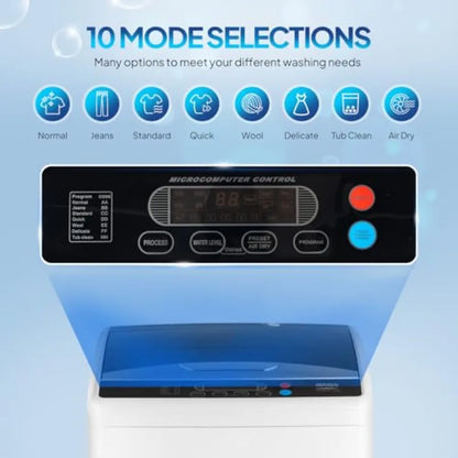 25LBS Portable Washing Machine Full-Automatic Electric Laundry Machine with Stainless Steel Drum Compact Washer and Spin Dryer