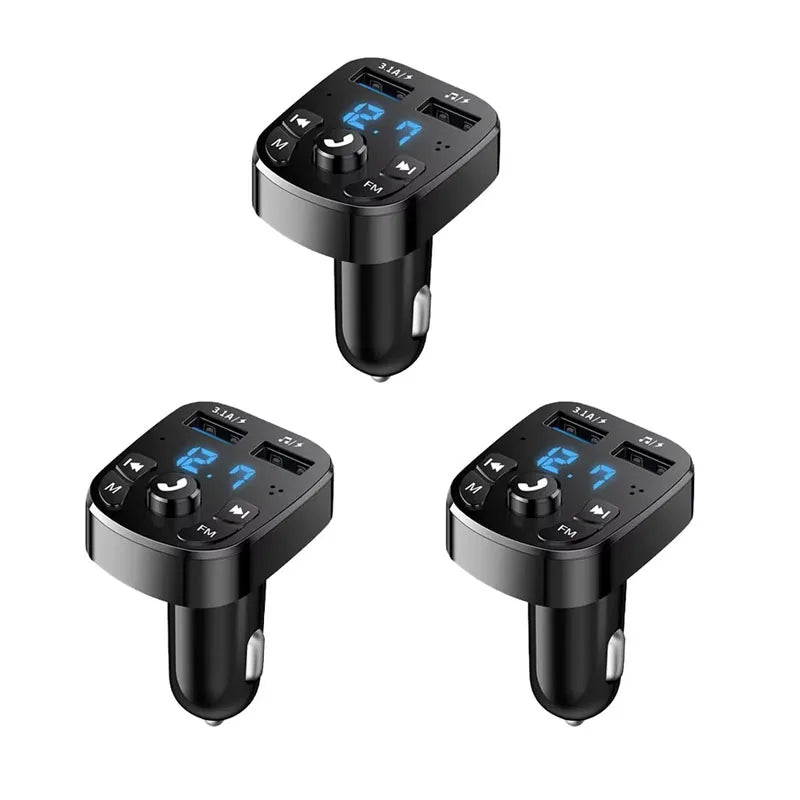 1/2/4/6pcs Bluetooth 5.0 Fm Transmitter Car Mp3 Player Wireless Hands-Free Audio Receiver Car Radio Dual USB Fast Charger