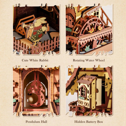 Robotime ROKR Cuckoo Clock Mechanical 3D Wooden Puzzle Christmas Cuckoo Clock Building Kit Holiday DIY Project for Teens Adults