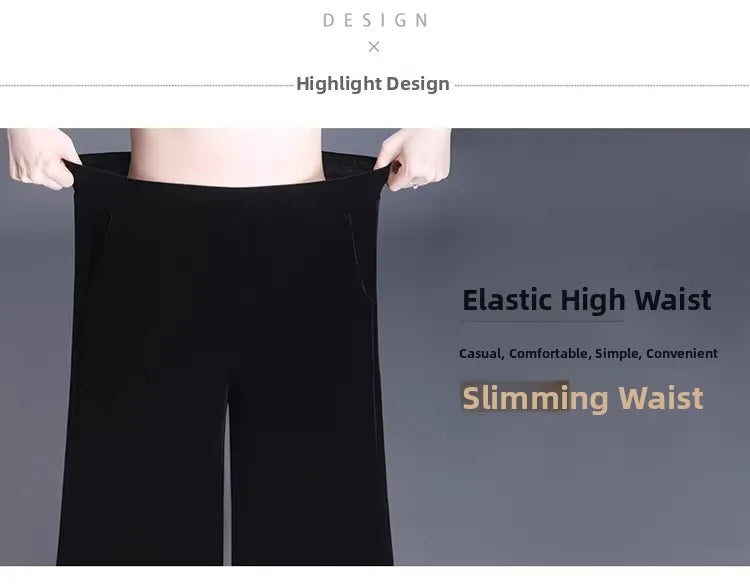 Slim Fit Velvet Wide Leg Pants Winter New Style plus Size Warm Fleece High Waist Elastic Korean Velvet Pants for Women