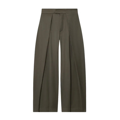 Women's Long Pants 2025 Autumn New Arrivals Military Green Pleated Loose Wide-Leg Pants Casual Fashion Stylish and Versatile