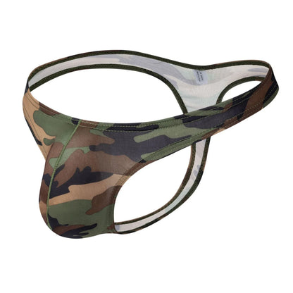 Men's Low Rise Thong Camouflage Print 3D Wrap Pouch Silky Smooth Breathable Comfort Underwear for Daily & Date Wear