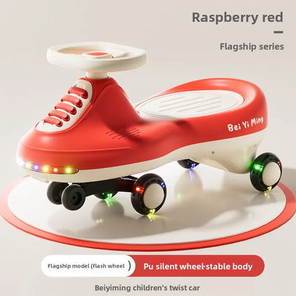 Kids Wobble Car 2 6 Year Olds Anti Tip Quiet Wheels Lights Music Unisex Gift Children's Wiggle Car Anti-rollover