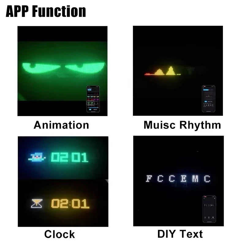 Large LED Truck Car Devil Eye Light With AI Voice Function APP Remote Control Custom Text Pattern Decoration Lighting 12V 24V