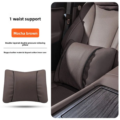 High Quality Universal Car Headrest Cushion Car Seat Neck Pillow High-grade Leather Breathable Lumbar Support Car Pillow