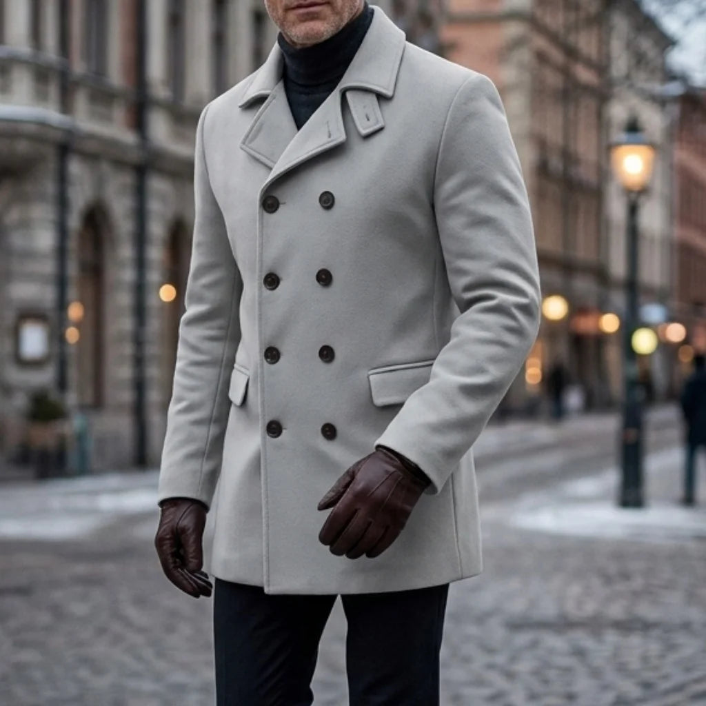 New Men's Wool Blends Double Breasted Trench Coat - Winter Knee-length Jacket | Business Casual & Streetwear Long Coat for Men