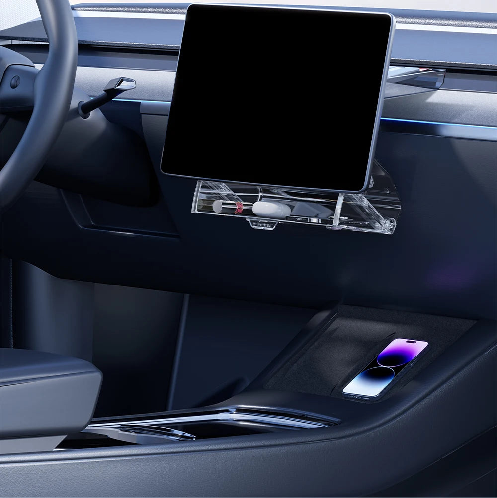 YZ For 2021-2026 Tesla Highland Model 3/Y/YL Juniper Tray Magnetic Under Screen Hidden Storage Box Magnetic Hidden Screen Box