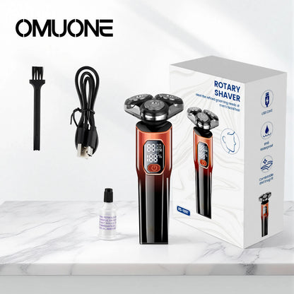 OMUONE Electric Shaver 3D IPX6 Waterproof Razor Wet And Dry Dual Use Face Beard Battery Digital Display For Men