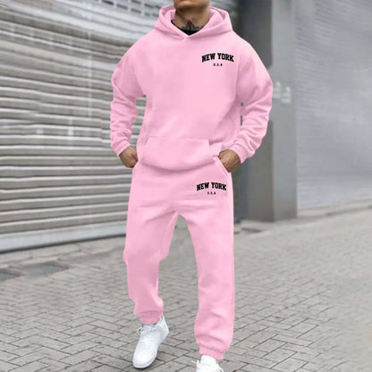 Amazon Cross-Border Hot Selling New Arrival Men's and Women's Streetwear Trendy Fleece Hooded Print Sweatshirt Set Bestseller