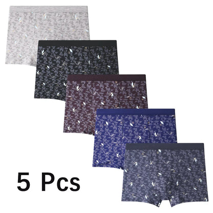 5Pcs Sexy Men Underwear Boxers Men's Panties Lingerie Breathable Printed Male Underpants Plus Size Man Boxer Briefs Mens Trunks
