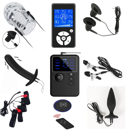 Promotion Electroshock E-stim Sex Products Electrosex Penis Ring E-stim Anal Butt Plug Electrostimulation Nipple Clamps Estim