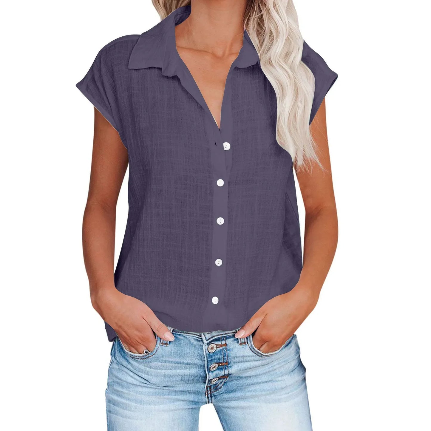 Cotton Linen Shirt Ladies Tops Tee Casual Thin Loose Woman T Shirt Summer Short Sleeve Solid T-Shirts Women Clothing Blusas