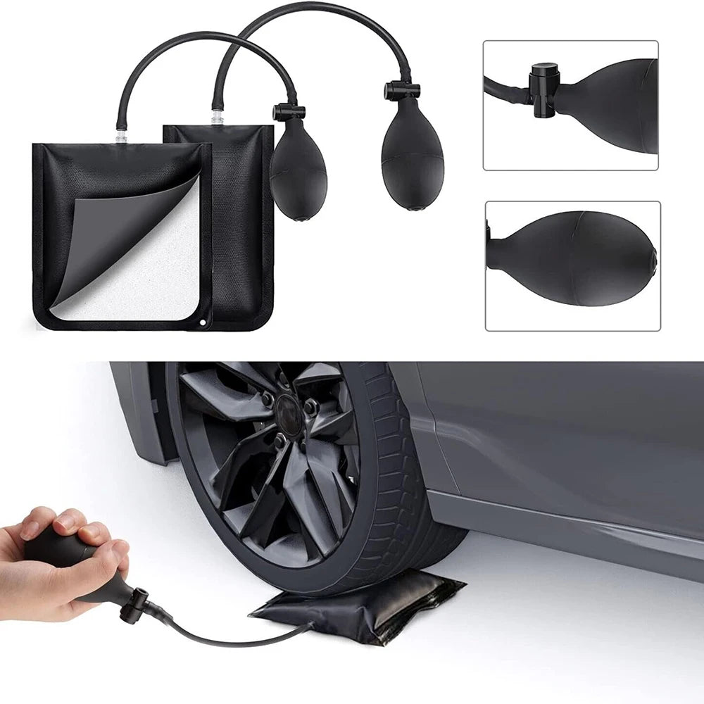 24Pcs Car Door Panel Removal Tool Kit Stainless Steel Car Unlock Tools Air Wedge Pry Bars Trim Removal Set Auto Window Glass Repair Hand Tools with Storage Bag