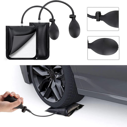 24Pcs Car Door Panel Removal Tool Kit Stainless Steel Car Unlock Tools Air Wedge Pry Bars Trim Removal Set Auto Window Glass Repair Hand Tools with Storage Bag