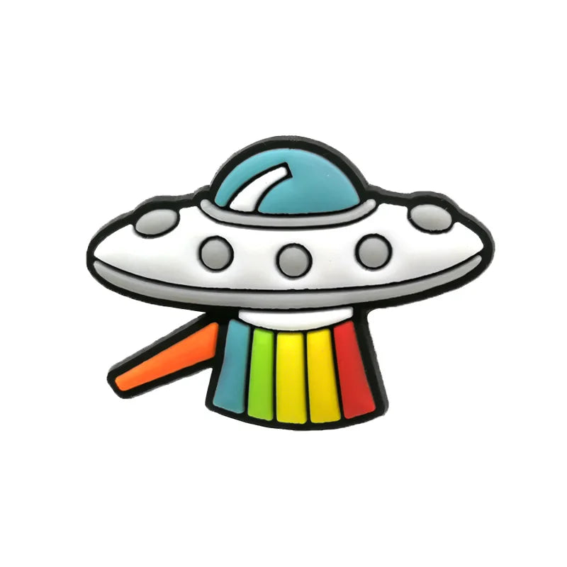 1/25PCS Space & Alien Theme Shoe Charms Set DIY Decorative Pins UFO Rocket Astronaut Clogs Accessories for Women Men Shoe Buckle