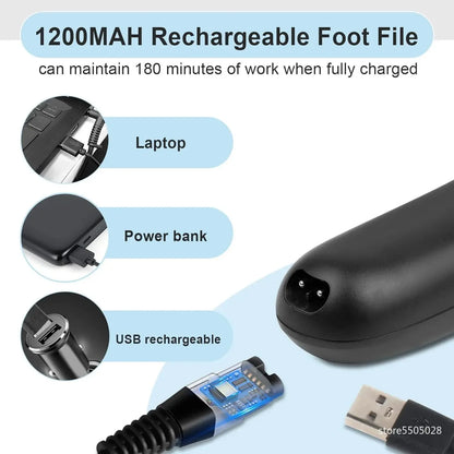 Electric Callus Remover Professional Rechargeable Foot File Pedicure Machine With 3 Heads For Heel Dead Skin Scrubber