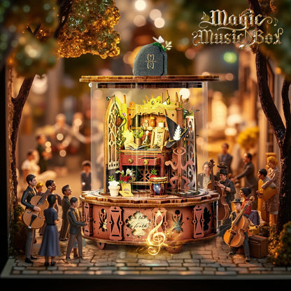 DIY 360° Doll House Magic Music Box Miniature Furniture 3D Assembly Dollhouse Cas Toys New Year Christmas  Birthday Gifts