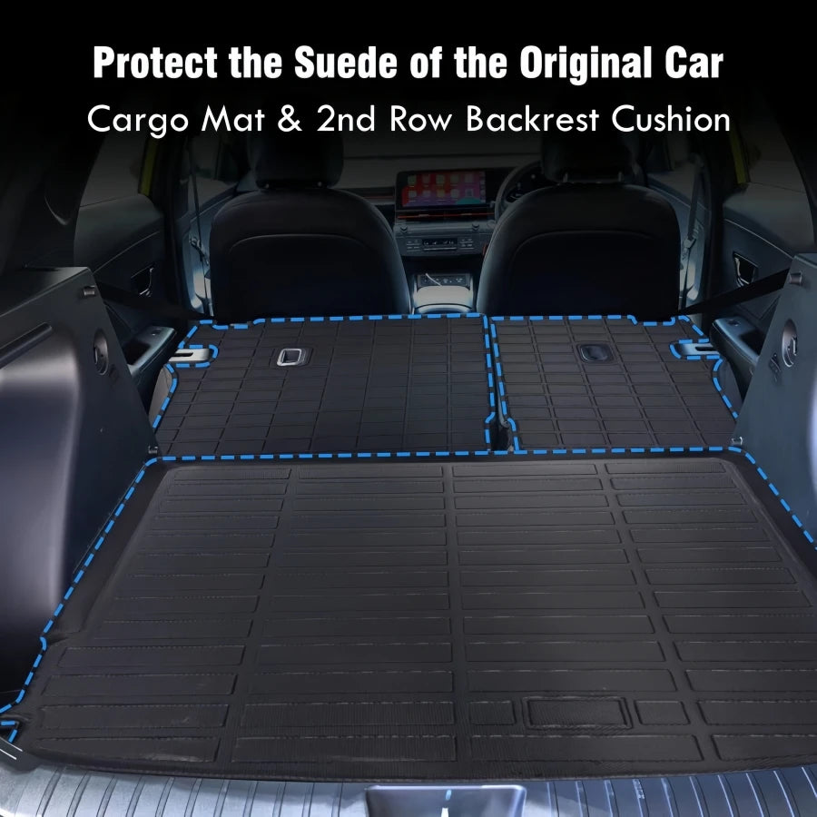 For Hyundai Kona 2026 2025 2024 Car Floor Mats Kona Fuel Gasonline EV Heavy Duty TPE Floor Liners & Cargo Backrest Mat