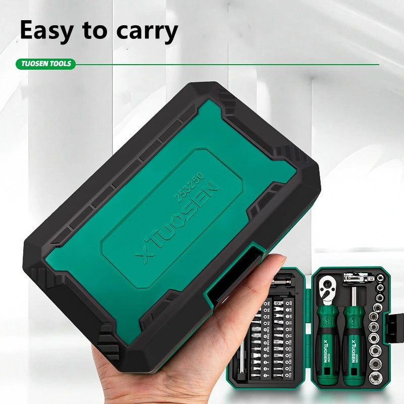 40 Piece Ratchet Wrench And Screwdriver Comprehensive Set High Hardnes Swear Resistant Durable