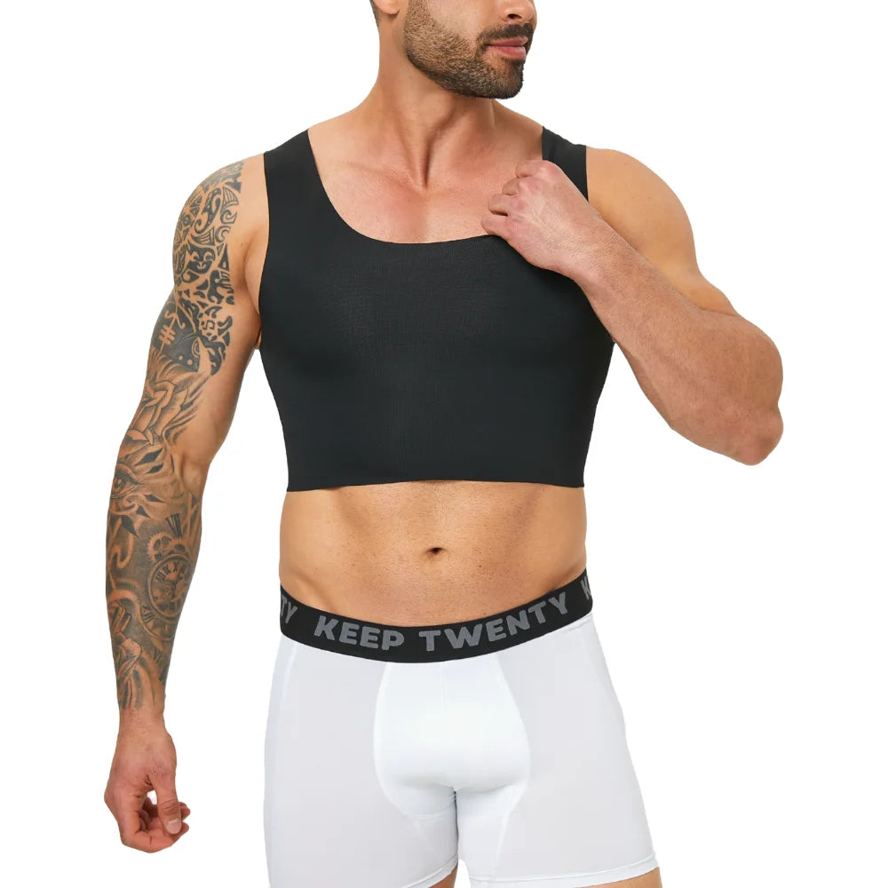 2Pcs Men Sleeveless Compression Vest Gynecomastia Chest Binder Breathable Summer Shaper For Trans FTM Sport Undershirt