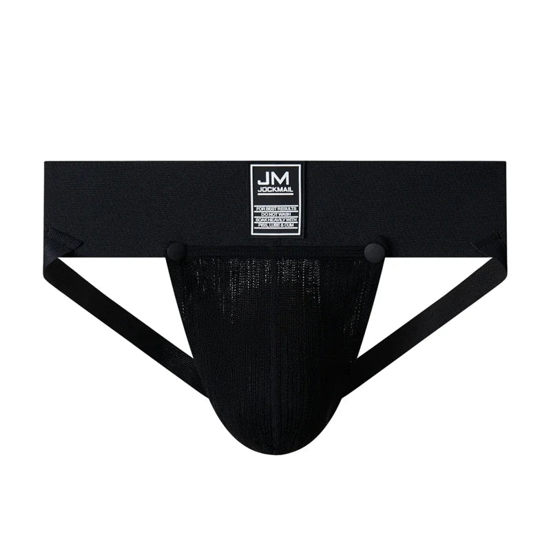 JOCKMAIL Athletics Jockstrap Men Underwear Man Thongs G Strings Cuecas Slip Removable Pouch Tanga Hombre Breathable 3" Wide Belt