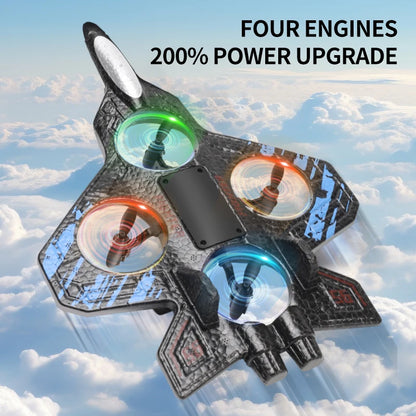 2.4G RC Fighter Jet Electric Glider Airplane Stunt Tumbling Aircraft with Colorful LED Lights Outdoor Flying Model Toy for Kids