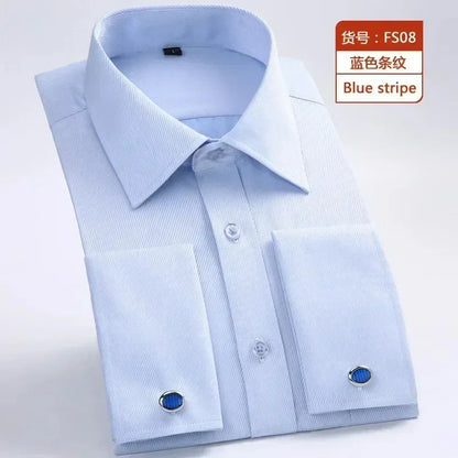 French Cufflinks Shirt, Men's Long Sleeve, Four Seasons Gentlemen's Shirt, One Piece, Multi color, Business Casual Shirt