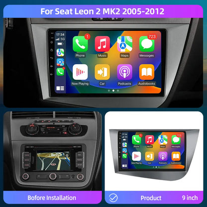 Jundof Car radio For Seat Leon 2 MK2 2005-2012 Carplay Android auto Qualcomm Car stereo Multimedia player 4G Wifi DSP 36EQ RHD