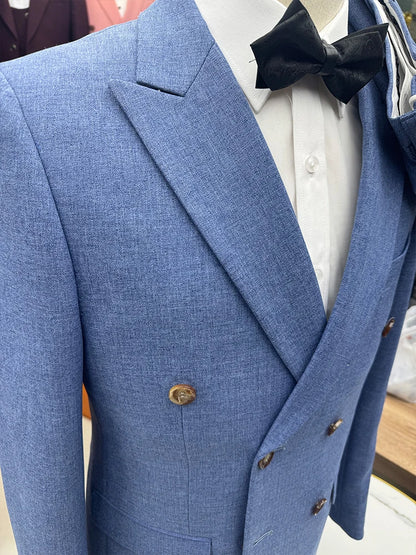 ST Cassy 2-Piece Set (Jacket + Pants) Double-Breasted Man Suit Blue Modern Wedding Suits for Men Slim Fit Business Office Suit