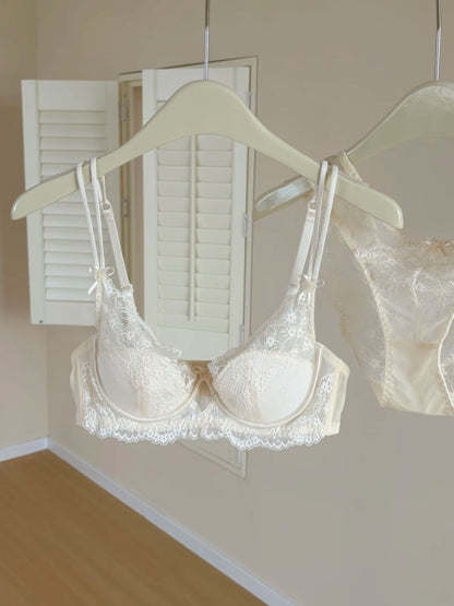 French Style Women's Minimizer Bra Sexy Lingerie Set Large Breast Support Half Cup Soft Underwire Anti Sagging Comfort Thin Bras
