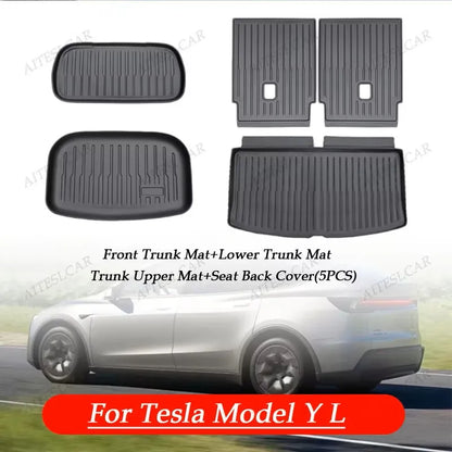For Tesla Model Y L Whole TPE Floor Mats Four Seasons Waterproof Anti-Slip Mat Foot Pads Model YL Rear Trunk Mat Car Accessorie