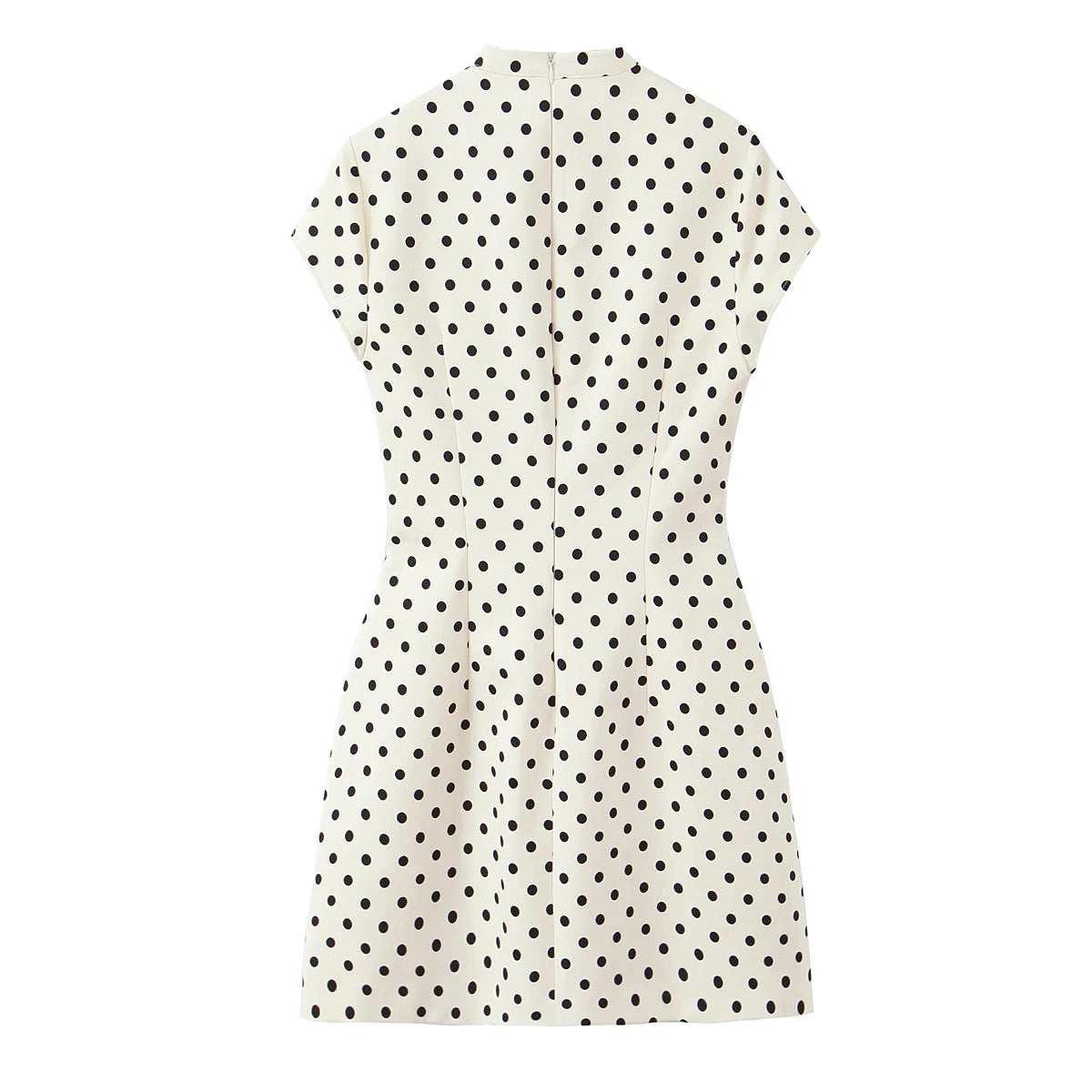 HH Summer Fashion Women's Polka Dot Mini Dress 2026 Short Sleeve Lace Up Collar Party Dress Female Hollow Out Sexy Evening Dress