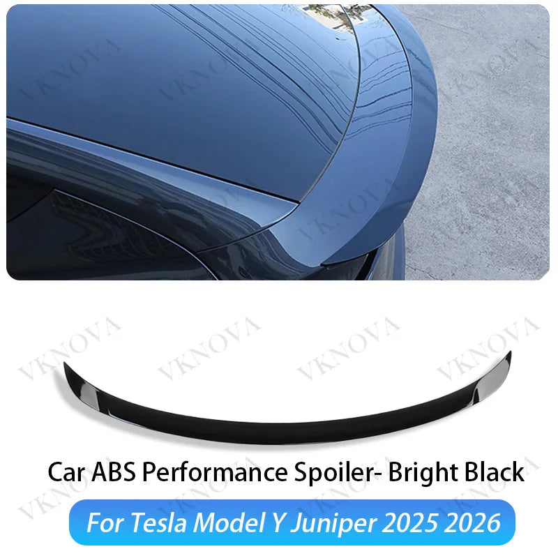 ABS Matte Carbon Fiber Pattern Spoiler For Tesla Model Y Juniper 2025 26 Glossy Black Rear Trunk Wings Auto Modified Accessories