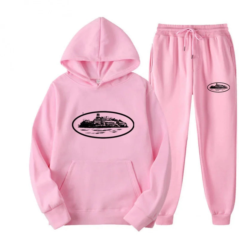 NICE Loose Unisex Fleece-lined Printed Sweatshirt Hoodie Set Devil Prisoner Pattern Eco-Friendly Soft Comfortable Casual Wear