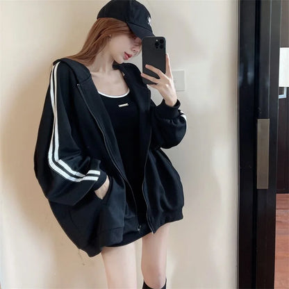 Spicy Girl Set Women's Autumn Fashion High-End Pure Desire Strap Vest  Skirt Hoodie Jacket Two-Piece Set Ladies' Wear