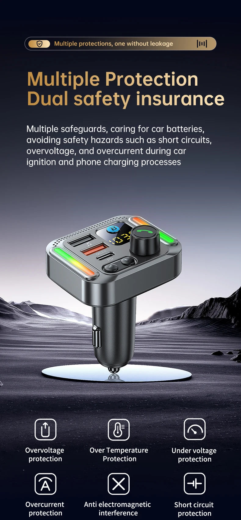 Car Bluetooth receiver 2026 latest model fast charging charger car mp3 player converter