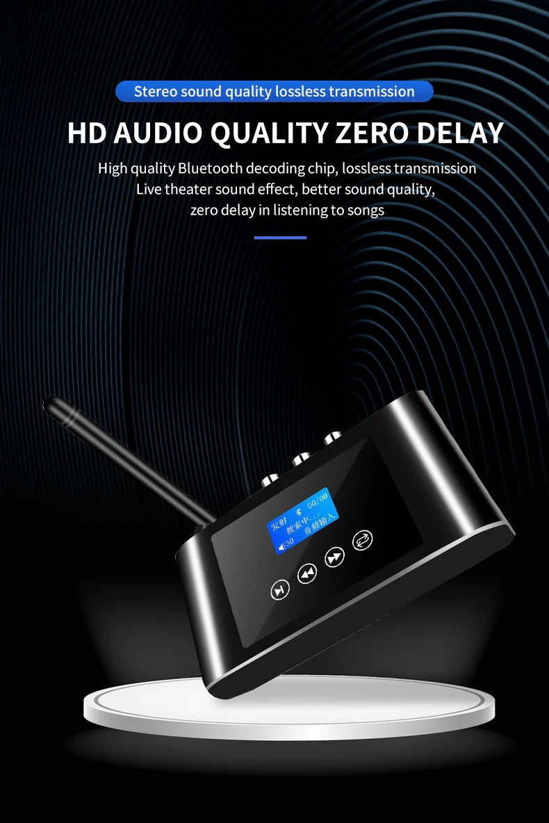 New 2 in 1 Long Range Bluetooth 5.1 Audio Transmitter Receiver RCA 3.5mm AUX Stereo Wireless Adapter For PC TV Headphones Car