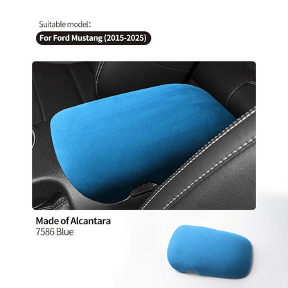 For Ford Mustang 2015-2025 Made of Alcantara Wrap ABS Car Trim Armrest Box Cover Panel Italian Suede Interior Tuning Accessories