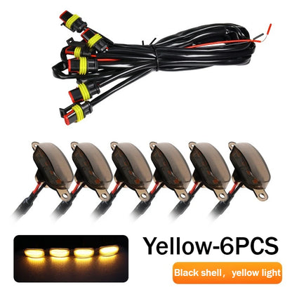 Car grille small yellow lights, eagle eye lights, front LED grille lights with wiring harness, suitable for pickups and SUVs
