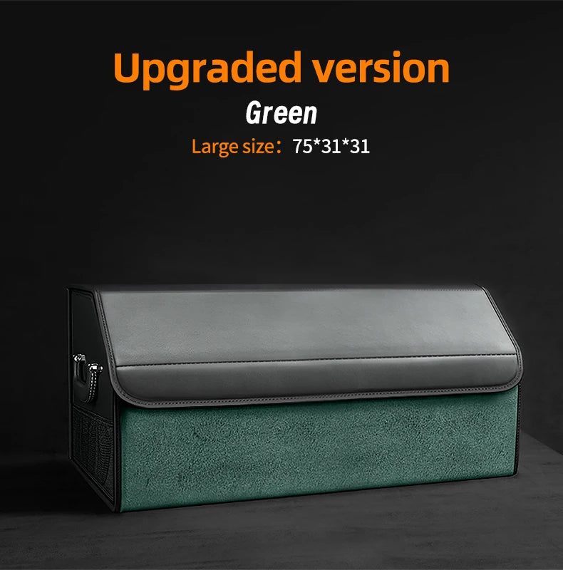 Car Suede Trunk Organizer Large Capacity Leather Foldable Storage Box Portable Multifunctional Tool Organizer Car Accessories
