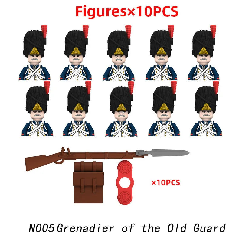 MOC Historical Military Building Blocks Figures Napoleonic Wars British Infantry Soldiers Rifle DIY Brick Toys For Birthday Gift
