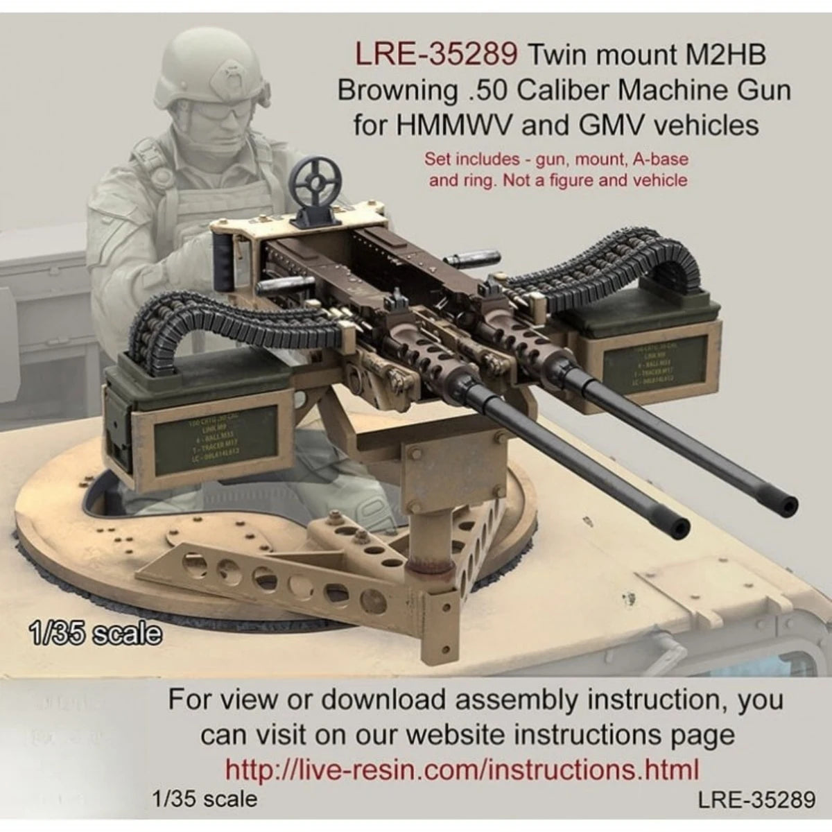 1/35 resin unpainted model kit, military theme, twin M2 Browning.50 caliber machine gun unassembled and unpainted GK