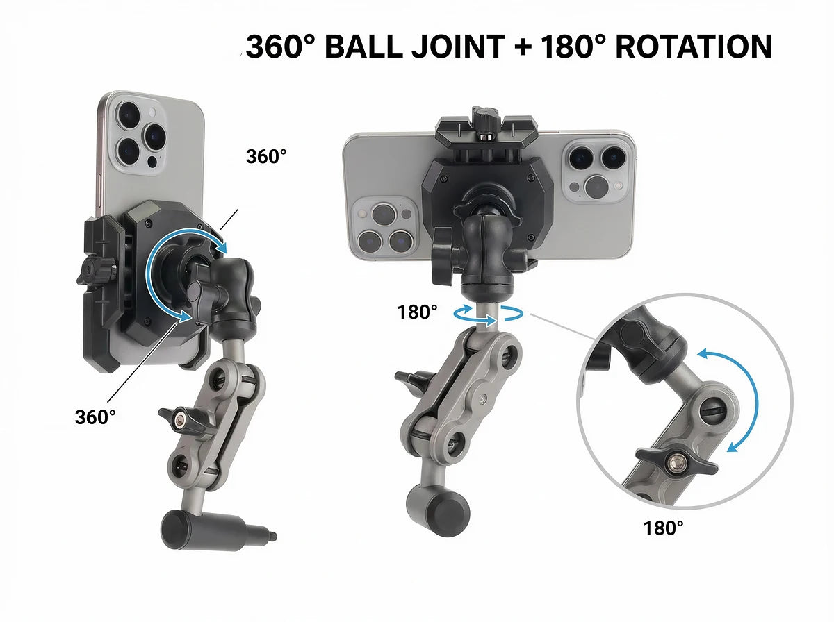 For Tank 500 Car Phone Holder, Car A-Pillar Fixed Phone Holder 360° Rotatable Aluminum Alloy Arm Anti-Shake Phone Stand Base
