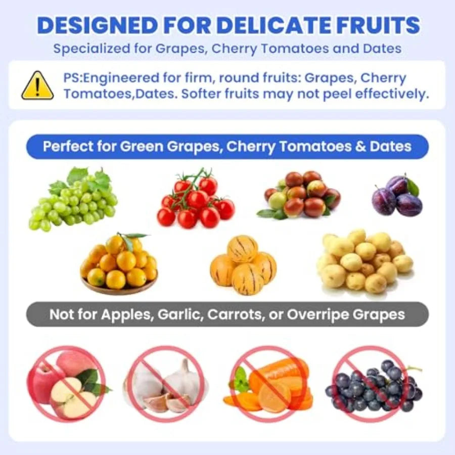 Automatic Fruit Peeling Machine-Electric Fruit Peeler for Green Grape Peeler and Cherry Tomato Skin RemovalCompact Fruit Peeler